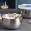 3 Pcs Mixing Bowl with Lid Stainless Steel Non-Slip Serving Bowls Storage Container Bowl Stackable Metal Bowls with Airtight Lids