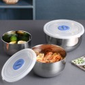 3 Pcs Mixing Bowl with Lid Stainless Steel Non-Slip Serving Bowls Storage Container Bowl Stackable Metal Bowls with Airtight Lids