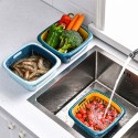 Multi-Functional Drain Basket Kitchen Dual Layer Vegetable Strainer Fruit Storage Box with Transparent Cover