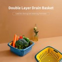 Multi-Functional Drain Basket Kitchen Dual Layer Vegetable Strainer Fruit Storage Box with Transparent Cover