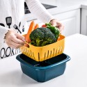 Multi-Functional Drain Basket Kitchen Dual Layer Vegetable Strainer Fruit Storage Box with Transparent Cover