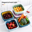 Multi-Functional Drain Basket Kitchen Dual Layer Vegetable Strainer Fruit Storage Box with Transparent Cover