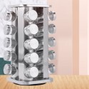 20PCS Jar Spice Rack 360°Rotating Spice Rack Organizer Stainless Steel Large Standing Cabinet Seasoning Rack Tower for Kitchen Countertop