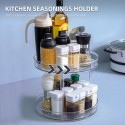 Rotating Organizer Transparent Double Layer 360° Rotatable Kitchen Seasonings Rack Makeup Holder Lazy Susan Turntable