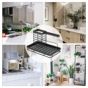 Kitchen Sink Organizer Caddy with Drain Pan Tray Sponge Scrubber Brush Dishcloth Holder Counter Rack Anti-Rust Surface Treatment - Black