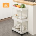 Bathroom multi-layer floor-to-ceiling storage rack kitchen supplies plastic removable storage rack crevice trolley rack 3 Layers