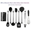 Kitchen Utensils Set 8Pcs Silicone Non-stick Barreled Cooking Utensils Stainless Steel Handle Silica Gel Utensil Kitchenware Set