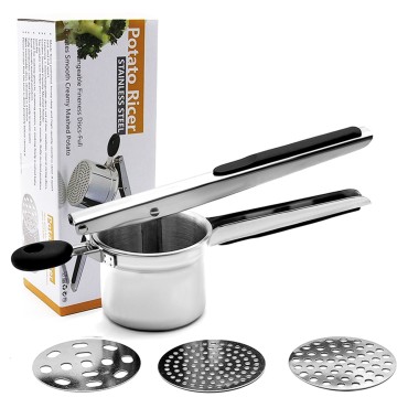 Potato Ricer Hand Press Lemon Orange Watermelon Potato Squeezer Stainless Steel Fruit Vegetables Manual Extractor Crusher Easy Cleaning Household Kitchen Cooking Tools