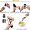 Electric Pepper Grinder,Gravity Electric Salt And Pepper Mill Grinder,Stainless Steel Automatic Pepper Mill,Battery-Operated With Adjustable Coarseness,Blue LED Light,One Hand Operated