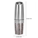 Electric Pepper Grinder,Gravity Electric Salt And Pepper Mill Grinder,Stainless Steel Automatic Pepper Mill,Battery-Operated With Adjustable Coarseness,Blue LED Light,One Hand Operated