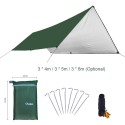 Awning Waterproof Tarp Tent Shade with Pole Folding Camping Canopy Ultralight Beach Sun Shelter for Camping Hiking and Survival Shelter