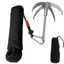 Foldable 4 Claws Stainless Steel Climbing Grappling Hook with 65ft 8mm Auxiliary Rope Carabiner for Outdoor Activities