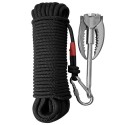 Foldable 4 Claws Stainless Steel Climbing Grappling Hook with 65ft 8mm Auxiliary Rope Carabiner for Outdoor Activities