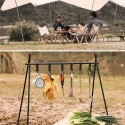 Outdoor Camping Solid Rack Multi Functional Cookware Rack Folding Aluminum Alloy Hanging Rack with 10 Hooks Portable Camping Accessory