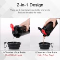 Dog Water Bottle for Walking 2 in 1 Travel Water Bottle with Collapsible Bowl Portable Water Dispenser Food Container for Hiking Parking Outdoor