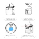 Cat Water Fountain Dog Water Dispenser 1.8L Super Quiet Automatic Pet Drinking Fountain with Faucet Transparent Design