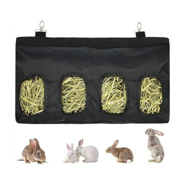 Rabbit Feeder Bags Guinea Pigs Hay Bag Long Wear Feeder Bag Hanging Feeding Device with 4 Holes