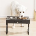 Adjustable Elevated Dog Bowl Table with Double Stainless Steel Bowl Raised Dogs Stand for Cat Pet Antislip Detachable Water Feeder