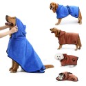 Dog Bathrobe Dog Bath Towel with Hood Belt Soft Super Water Absorption