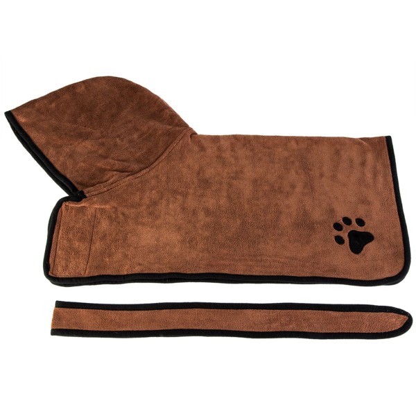 Dog Bathrobe Dog Bath Towel with Hood Belt Soft Super Water Absorption