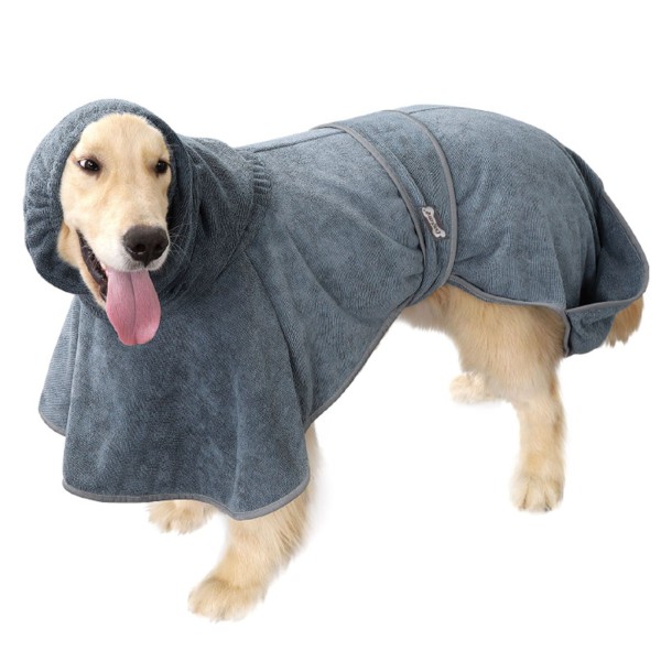 Dog Bath Towel Microfiber Absorbent Quick Dry Oversized Hooded Bath Robe
