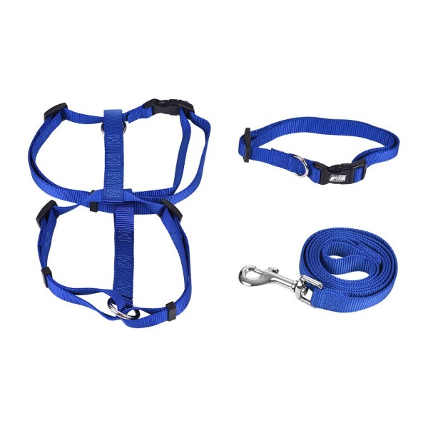 3pcs/Set Dog Collar & Harness & Leash Set Adjustable Collar Harness 1.2m Walking Leash XS/S/M/L Size for Small/Medium/Large Dogs Cats