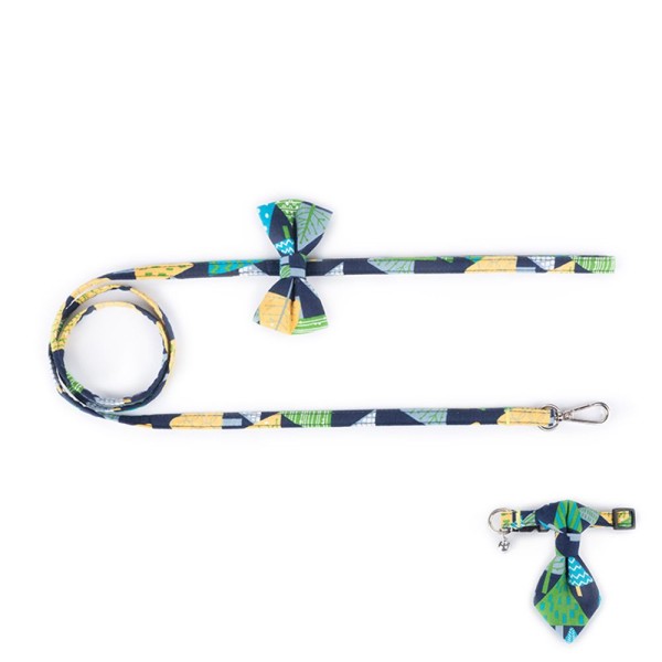 Cloth Art Cat Dog Pet Collar with Matching Leash Lovely Hauling Cable Collar Leads Collars Traction Belt Suit