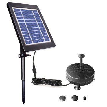 Solar Fountain Pump for Birdbath 6V 3.5W Solar Powered Brushless Submersible Water Pump Built-in Battery LED for Patio Garden Pond Pool