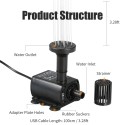 DECDEAL USB Brushless Water Pump with Nozzles Strainer Ultra-quiet Mini DC5V Micro Brushless Water Oil Pump Waterproof Submersible Fountain Pump Aquarium Pond Circulating 150L/H 1.2W Lift 3.28ft