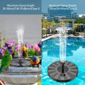 1W Solar Fountain Pump with 6 Nozzles Free Standing Water Pump Floating Fountain for Bird Bath Aquarium Pool Fish Tank Garden Samll Pond