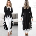 Casual Women Autumn Kaftan Dress Irregular Hem Lace Splice Long Sleeves O Neck A-line Dress Shirt