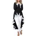 Casual Women Autumn Kaftan Dress Irregular Hem Lace Splice Long Sleeves O Neck A-line Dress Shirt