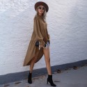 Women Blouse Dress Asymmetrical High-Low Hem Turtleneck Back Bow Long Puff Sleeve Tops Loose Casual Tunic