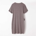 Women Mini Dress Sashes Waist Short Sleeve O-Neck Solid Slim Casual T-Shirt Dress