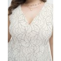 Women Plus Size Lace Dress Sleeveless High Waist Elegant Party Evening White Dress