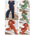 Women Jumpsuit Short Sleeved Waist Strap Casual Crop Rompers