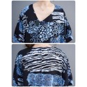 Women Loose Dress with Pockets Vintage Printed V Neck Half Sleeves Holiday Dress Robes