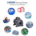 Portable 1600W Electric Pump Air Mattress Pump Quick Inflation Electric Air Pump Inflator Deflator with 2 Nozzles for Air Bed Raft Boat