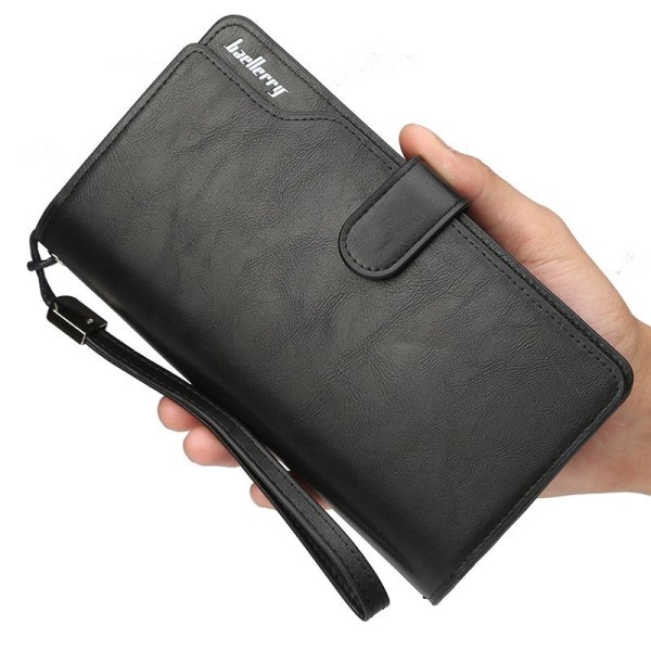 Men Wallet Baellerry PU Leather Fold Long Design High Capacity Multifunction Zipper Wristlet Clutch Bag