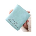 Fashion Women Short Wallet PU Leather Solid Color Letter Print Small Foldable ID Credit Card Holder Purse