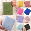 Fashion Women Short Wallet PU Leather Solid Color Letter Print Small Foldable ID Credit Card Holder Purse