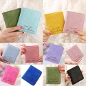 Fashion Women Short Wallet PU Leather Solid Color Letter Print Small Foldable ID Credit Card Holder Purse