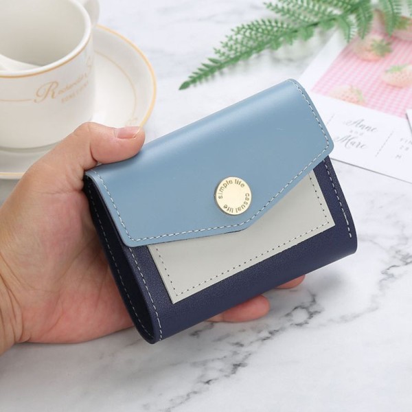 Fashion Women Wallet Short Purse PU Leather Casual Contrast Color Trendy ID Credit Card Holder Purse