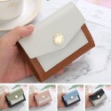 Fashion Women Wallet Short Purse PU Leather Casual Contrast Color Trendy ID Credit Card Holder Purse