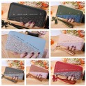 Women Wallet Clutch Bag Glitter Splicing PU Leather Zipper Card Cellphone Holder Mini Purse