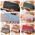 Women Wallet Clutch Bag Glitter Splicing PU Leather Zipper Card Cellphone Holder Mini Purse