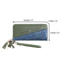 Women Wallet Clutch Bag Glitter Splicing PU Leather Zipper Card Cellphone Holder Mini Purse