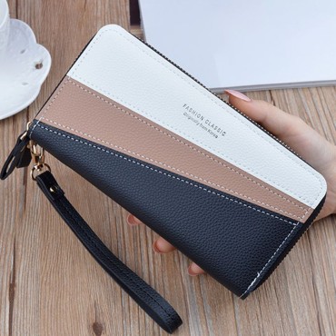 Women Purse Splicing Phones Bag Card Holder with Zippers Fashion Wallet Handbag