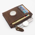 Men Cards Holder Compatible with Airtag RFID Blocking Zipper Wallet Brown