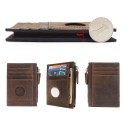 Men Cards Holder Compatible with Airtag RFID Blocking Zipper Wallet Brown